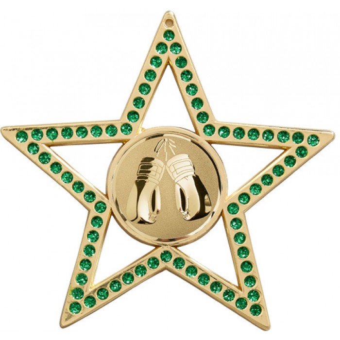 75MM GREEN STAR BOXING MEDAL - GOLD, SILVER, BRONZE